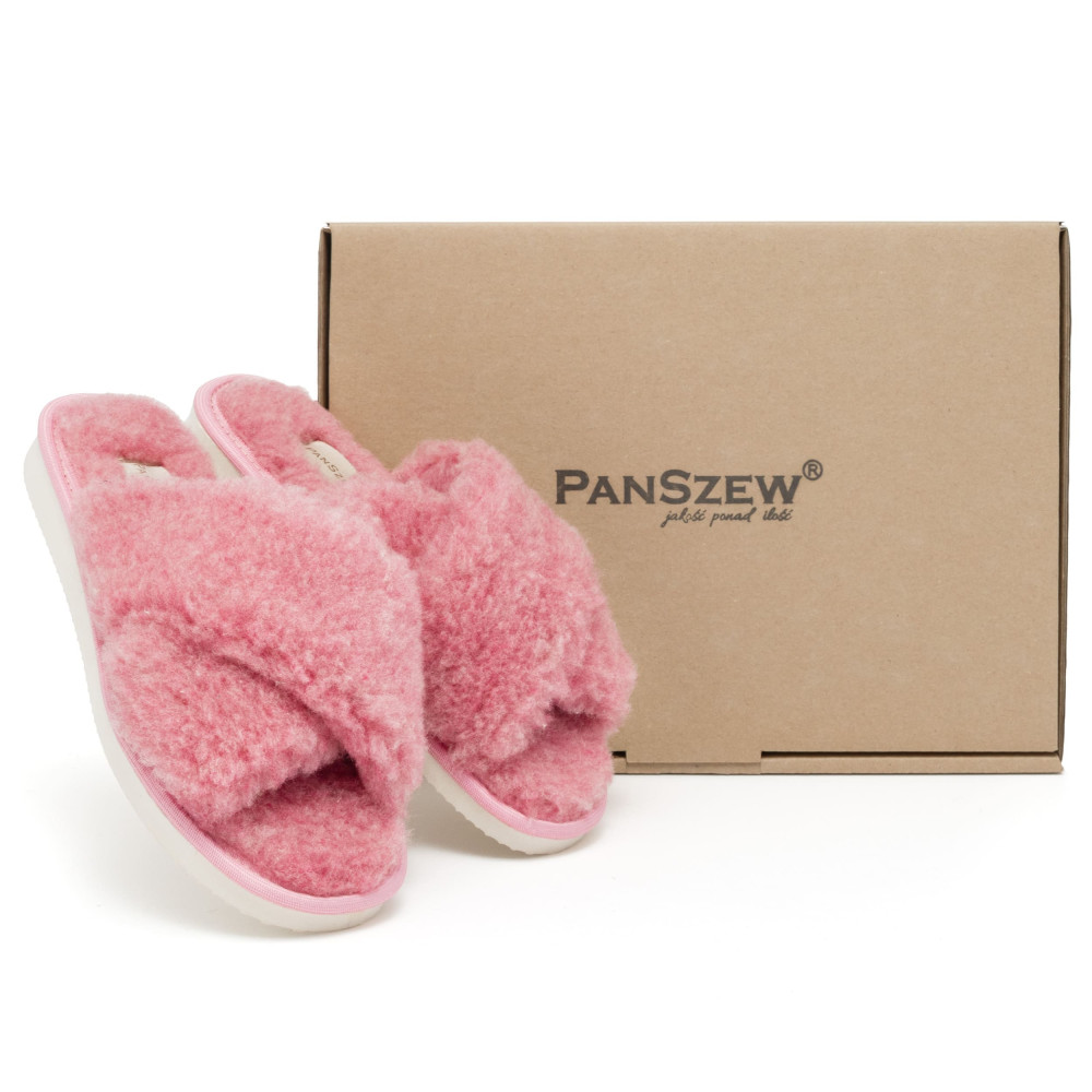 Kapcie Damskie Wełniane WOOLLINE Pink Ciepłe | PanSzew®