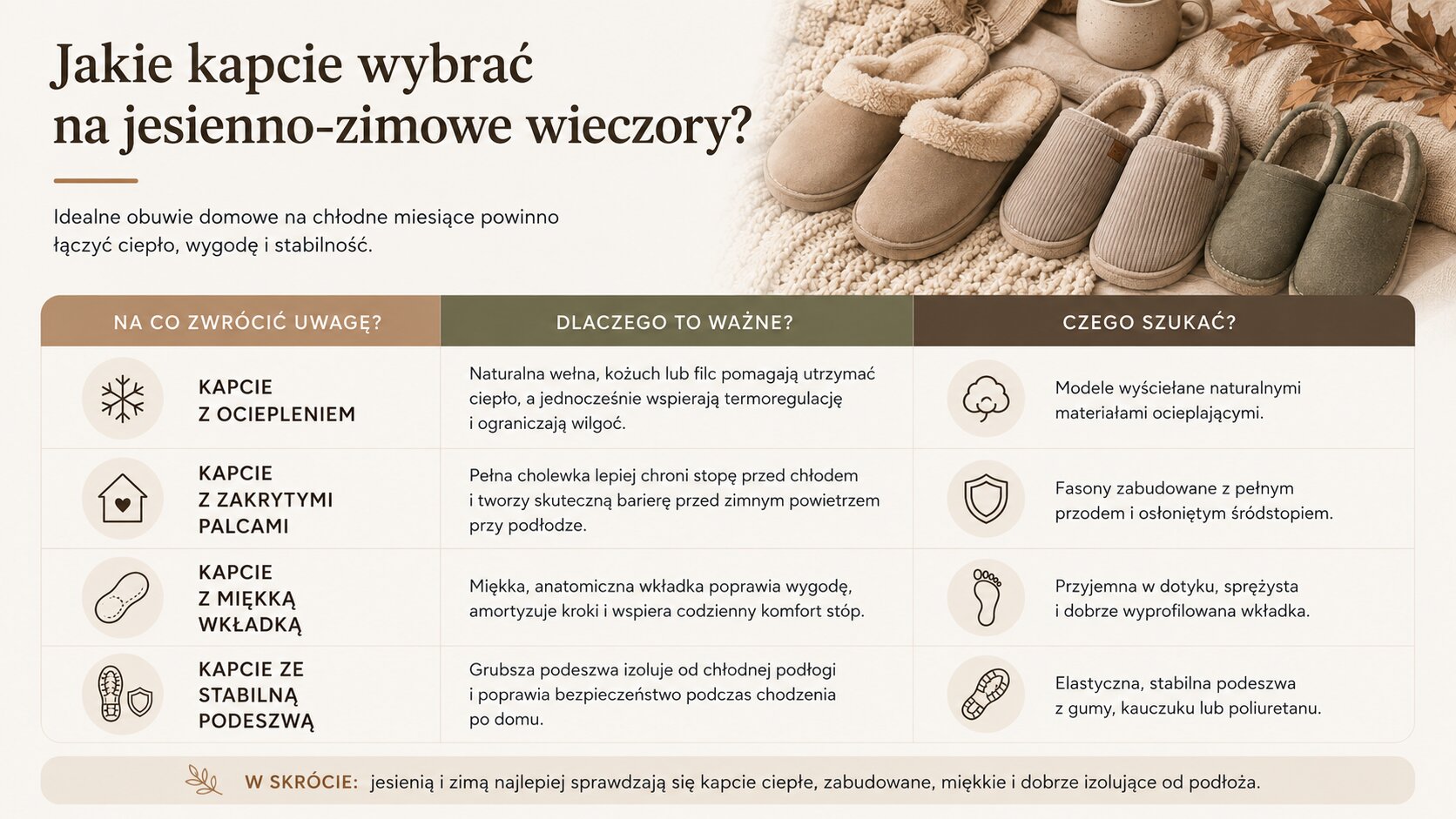 Jakie kapcie wybrać na jesienno-zimowe wieczory?