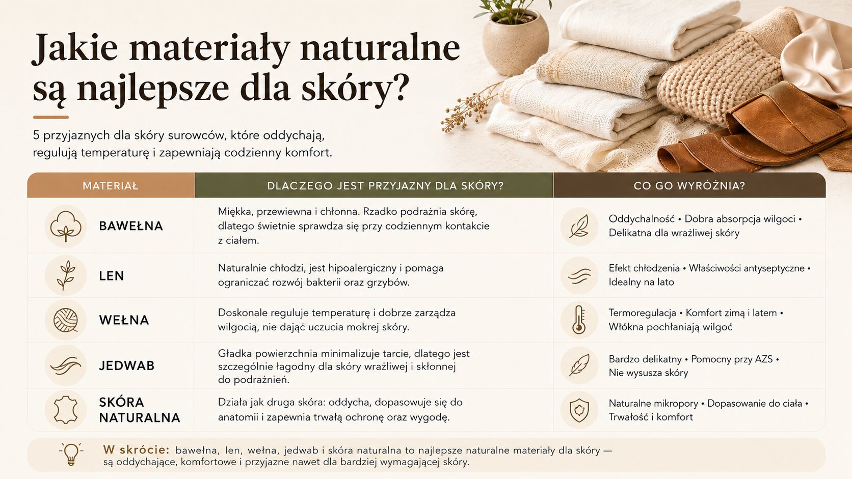 Jakie materiały naturalne są najlepsze dla skóry?
